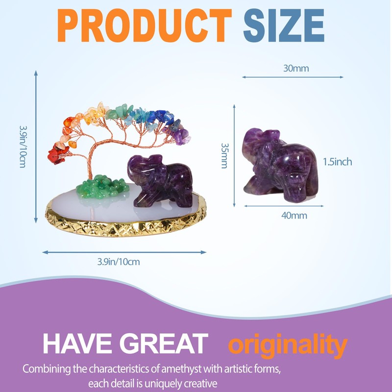 Elephant Gifts for Women, Amethyst Elephant Decor Statue Crystals and