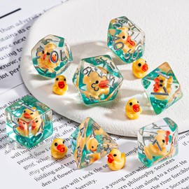 DND Resin Duck Dice Set Dungeons and Dragons Dice Set, Resin D&D Dice Set Red Polyhedral Dice for Dungeons and Dragons Role Playing Games D&D Dice Set D20 D12 D10 D8 D6 D4