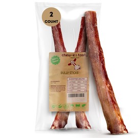 chew-e&tasty 12" Giant Odor Free Bully Sticks (Pack of 2) - Long Lasting Beef Chews for Power Chewers Made of Digestible High Protein & Low Fat Dental Treats Bully Sticks for Large to Very Large Dogs