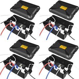 NineLeaf Large Waterproof Outdoor Electrical Box (12.5 x 8.5 x 5 Inch), IP54 Extension Cord Cover with 7 Cable Entries, Plug and Outlet Protector for Garden Holiday Lights, Black,4PK