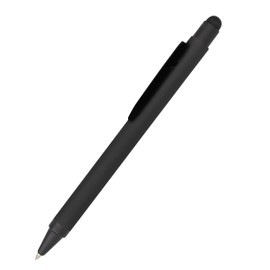 Online ballpoint pen, retractable ball pen made out of aluminum, stylus-tip, replaceable refill, premium writing experience with black writing colour, durable design, colour black