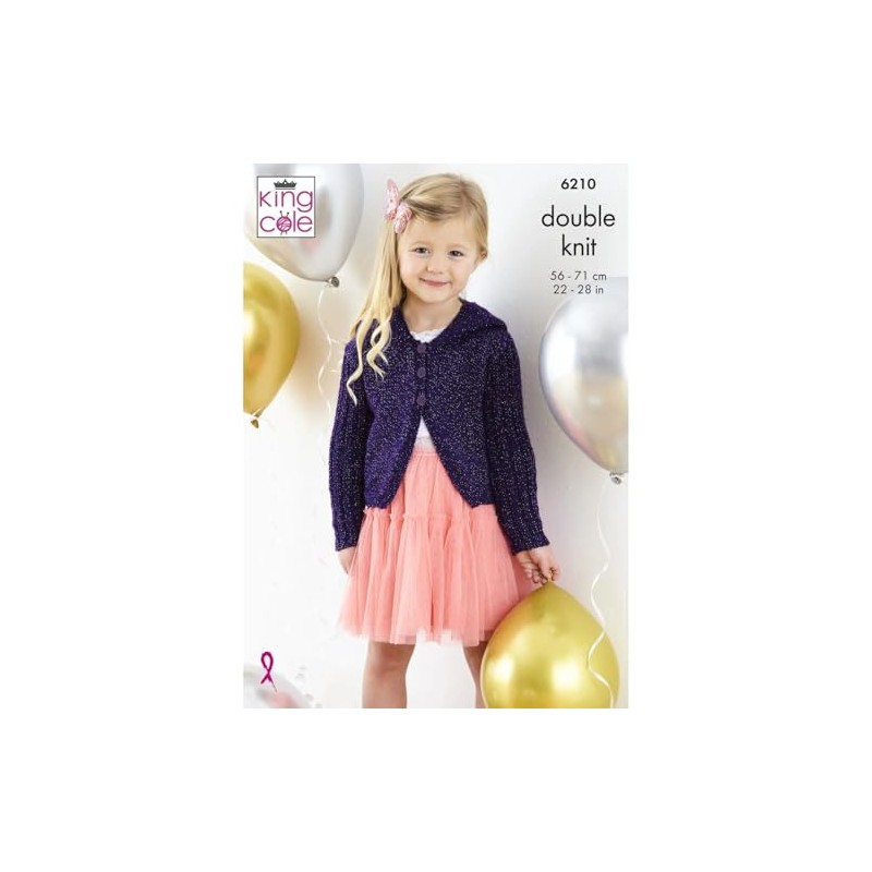 King Cole Girls Knitting Pattern Double Knit Glitz Long &