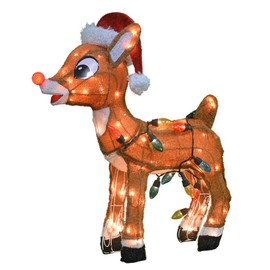 Product Works Domes 60552 24" Rudolph 3D Pre-Lit Yard Art Standing Rudolph with C9 Lights
