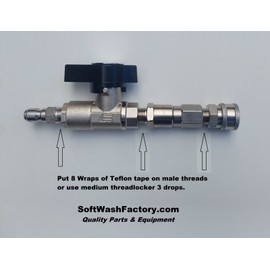 Soft Wash Factory Dn10 Ball Valve Mosmatic Swivel and Stainless Quick Connects for Pressure Washer