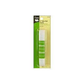 Dritz 9305W Ribbed Non-Roll Woven Elastic, White, 1/2-Inch by 1-Yard