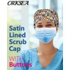 ORKSEA Satin Lined Scrub Caps with Buttons Sweathand Nurse Surgical
