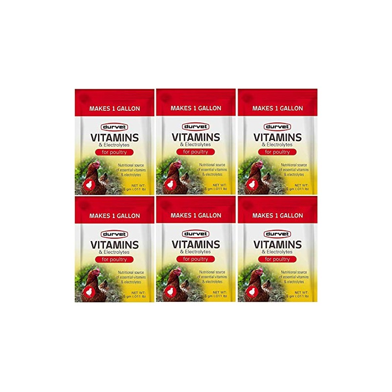 Durvet 6 Pack of Vitamins and Electrolytes for Poultry, 5