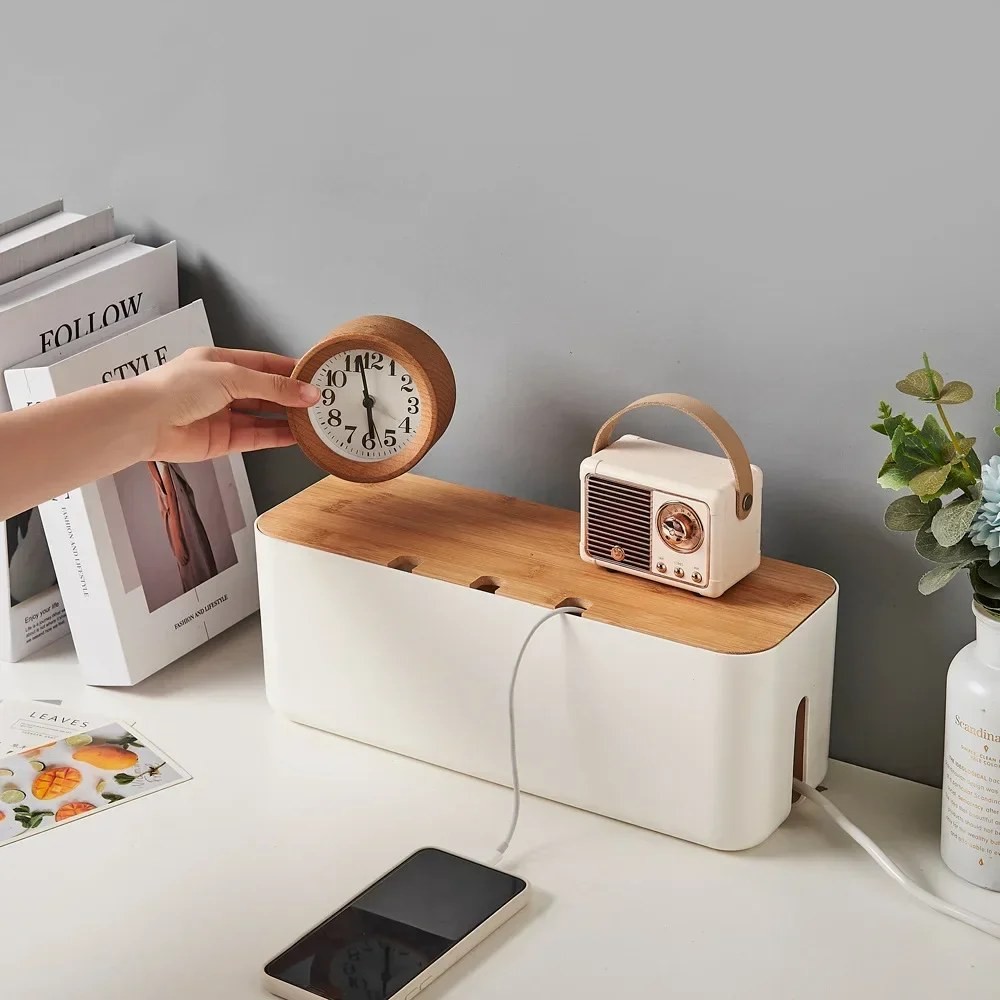 bamboo cable management box
