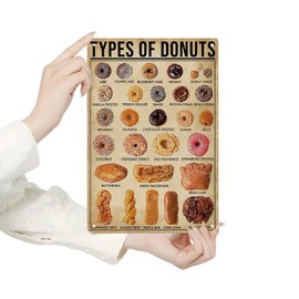 Homely Accents Donut Knowledge Poster, Vintage Types Of Donuts Metal Tin Signs for Home Kitchen Bakery Decor Gift for Donut Lovers Bakers 8x12 Inches