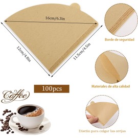 NELAPARO v60 Filtro de papel de Café, 100 Papel Del Tamiz Del Café Desechables,Familia V02 Filtros de Pulpa de Papel Natural,Para Goteros Cónicos de Tamaño V60 (marrón)