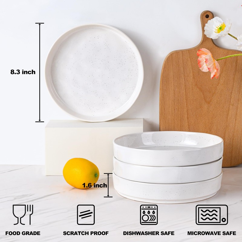 E-far Pasta Bowls Set of 4, 30oz Shallow Salad Bowls