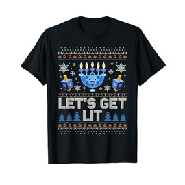 Happy Hanukkah Menorah Let's Get Lit Hanukkah Men Women Kids T-Shirt