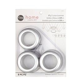 Dritz 1-9/16-Inch Inner Diameter Curtain Grommets, 8-Pack, Brushed Silver
