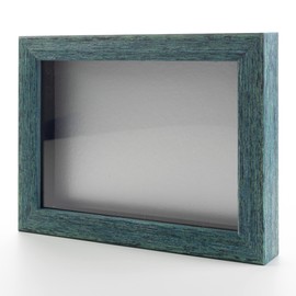 Rustic Blue 20x20 Wood Shadow Box Display Frame with Silver Acid-Free Backing UV Acrylic & Hanging Hardware - with 3/4" Usable Depth - Great Magazine Display Frame Shadowbox