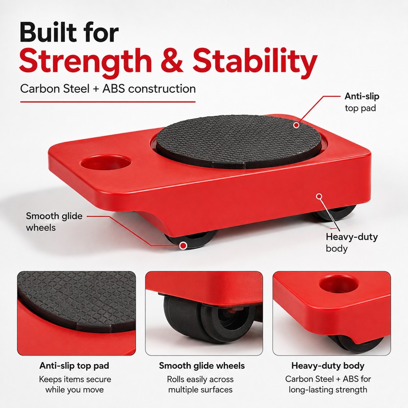 Furniture Moving Rollers for Home & Office – Carbon Steel