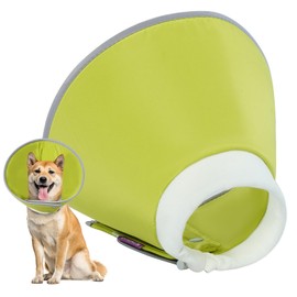 IECOii Elizabeth Collar, Dog and Cat, Waterproof, Adjustable, Lightweight, Anti-Scratch, Licking Prevention, Skin Diseases, Wound Protection, Castration Surgery, Contraception, Medium Dogs, Green, XL