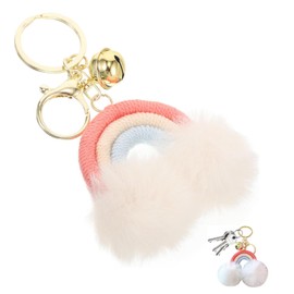 GETFACAI Rainbow Keyring, Pom Pom Keyring, Rainbow Fluffy Keychain, Fluffy Ball Keychain, Soft Spherical Keychain Decoration, Suitable for Decorating Women's Handbags and Backpacks