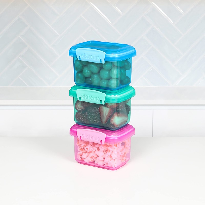 Sistema 3-Piece Food Storage Containers with Lids for Lunch, Meal