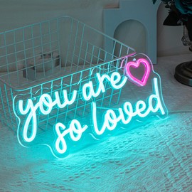 “You are so loved ”Neon Sign You Are So Loved Neon Light for Wall Decor Letter LED Neon Sign Blue LED Neon Light Love Neon Signs for Bedroom Kids Room Beauty Salon Bar Decoration