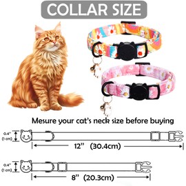 Lionheart glory 2 Pack Cat Collar Breakaway with Bell & Pendant Pink Flowers Kitten Collar Soft Adjustable Safety Cat Collars for Girl Cats Pet Gift Cute Collars Cat Summer Spring