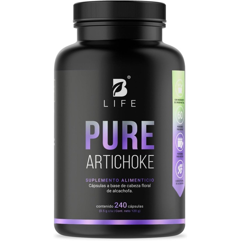 Alcachofa pura de 240 Cápsulas 500 mg. Ingredientes naturales. Pure