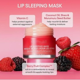 Lan Lip Sleeping Mask Ex [Berry] 20g - Nourish, Hydrate, Vitamin C, Murumuru & Shea Butter, Antioxidants, Flaky, Dry Lips