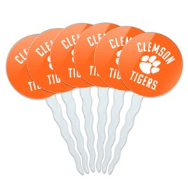 Clemson University Tigers Logo Cupcake Picks Toppers Decoration Set of 6