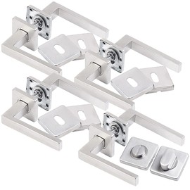 AGT Door Handle Set:8 Set Stainless Steel Door Hardware for All Interior Doors with 8 Door Handles (Stainless Door Fittings, Door Handle Sets Indoor, Door Lock)