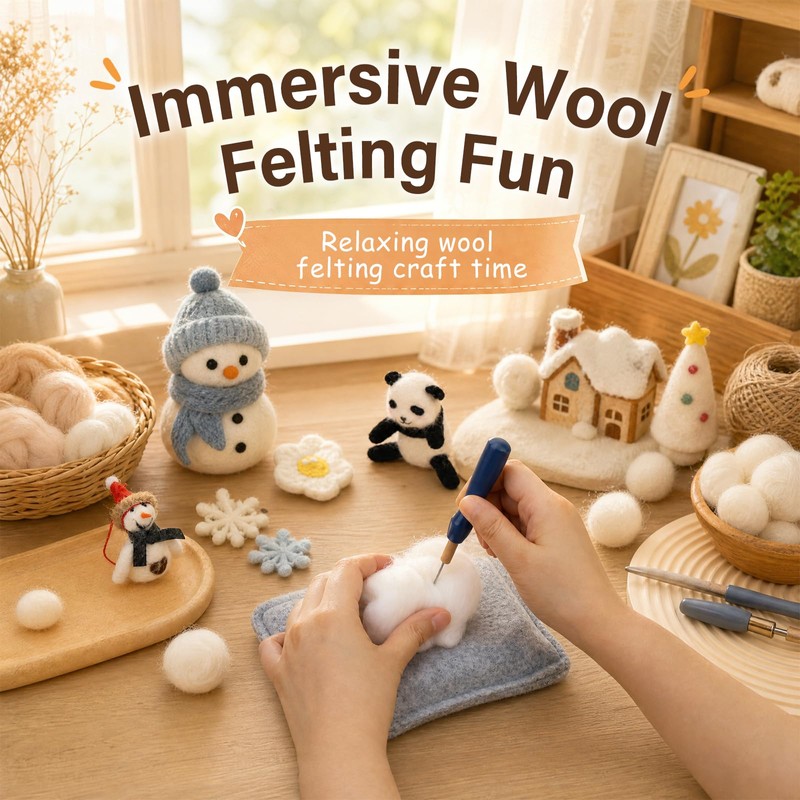Ramlur White Felting Wool, 454g/1lb Wool Roving, Wool Felting Yarn