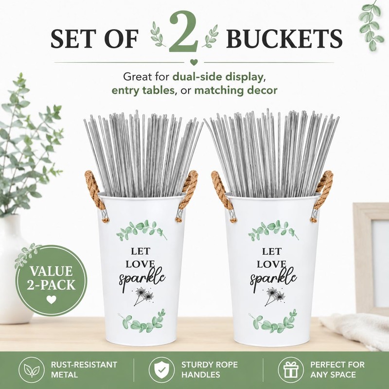 Wedding Sparkler Buckets, 2 Pack Metal Holders