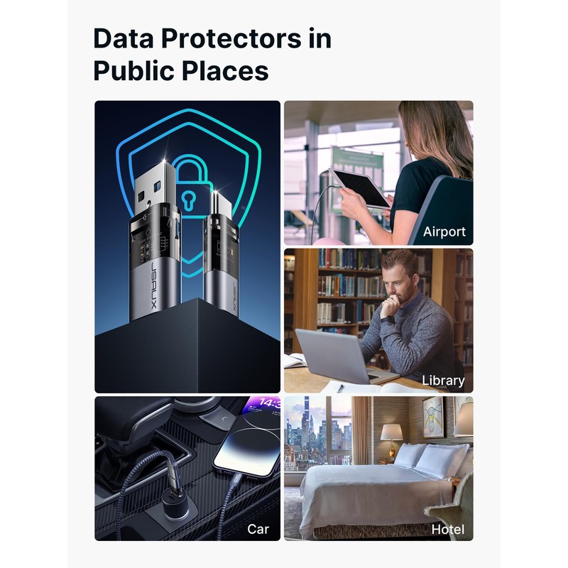 JSAUX USB Data Blocker & USB C Data Blocker (4-Pack),