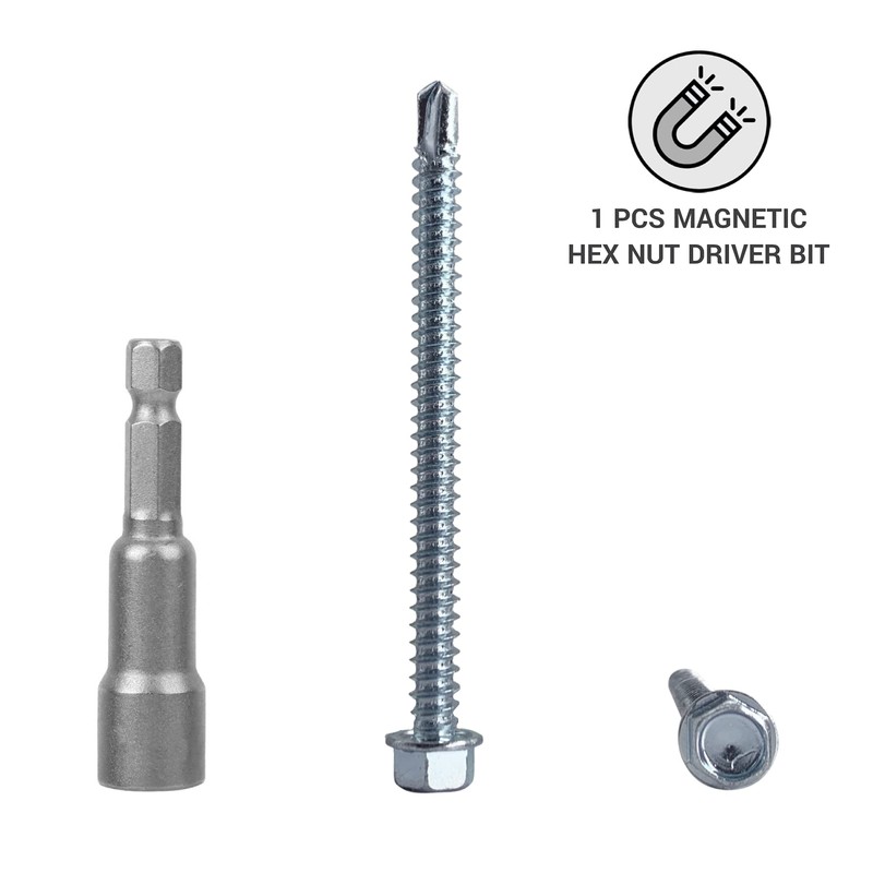 60pcs DIN 7504K Galvanized Steel 5.5 x 70mm Screws Self