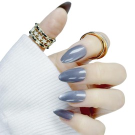 Nailsculpt Press On Nails - Oval Silver Glitter Fake Nails with Sparkling Finish | Salon Quality | 24 Nail Kit - 12 Sizes with 48 Jelly Tabs | Reusable Durable Easy-Removal False Nails