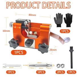 Chainsaw Sharpener, Chain Sharpener for Chainsaws, Chainsaw Sharpener, Portable Hand Cranks Chainsaw Sharpener Kit with 5 Grinding Heads, Chainsaw Sharpening for All Types of Chainsaws