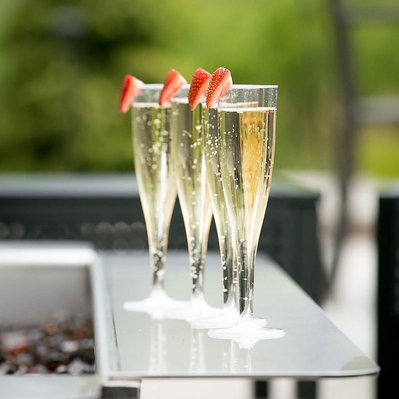Party Essentials One Piece 5 oz. Plastic Champagne Flutes, Clear