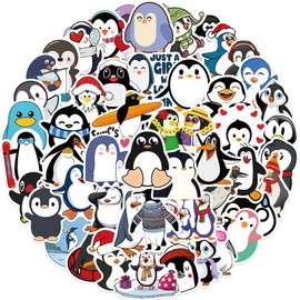 Cute Penguin Stickers Animal Stickers Pack 50PCS, Icicrim Cartoon Penguin Stickers for Kids Teens, Vinyl Waterproof Decals for Water Bottle Laptop Luggage Phone