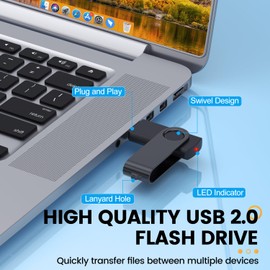 Kepmem USB 2.0 Flash Drive 10 Pack USB Stick 4GB Memory Stick with Lanyard pendrive Black Thumb Drive Plug and Play usb drive Portable USB Drive with Widely compatible