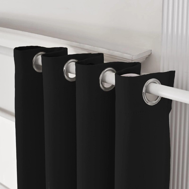 Sanceor Soft Texture Extra Long Curtain 132 Inch Length,Black 1