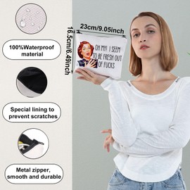 WZMPA Funny Retro Sassy Housewife Cosmetic Bag Housewife Theme Gifts Oh My I Seem To Be Fresh Out Of Makeup Zipper Pouch Canvas Bag, Oh My I Seem, Fit