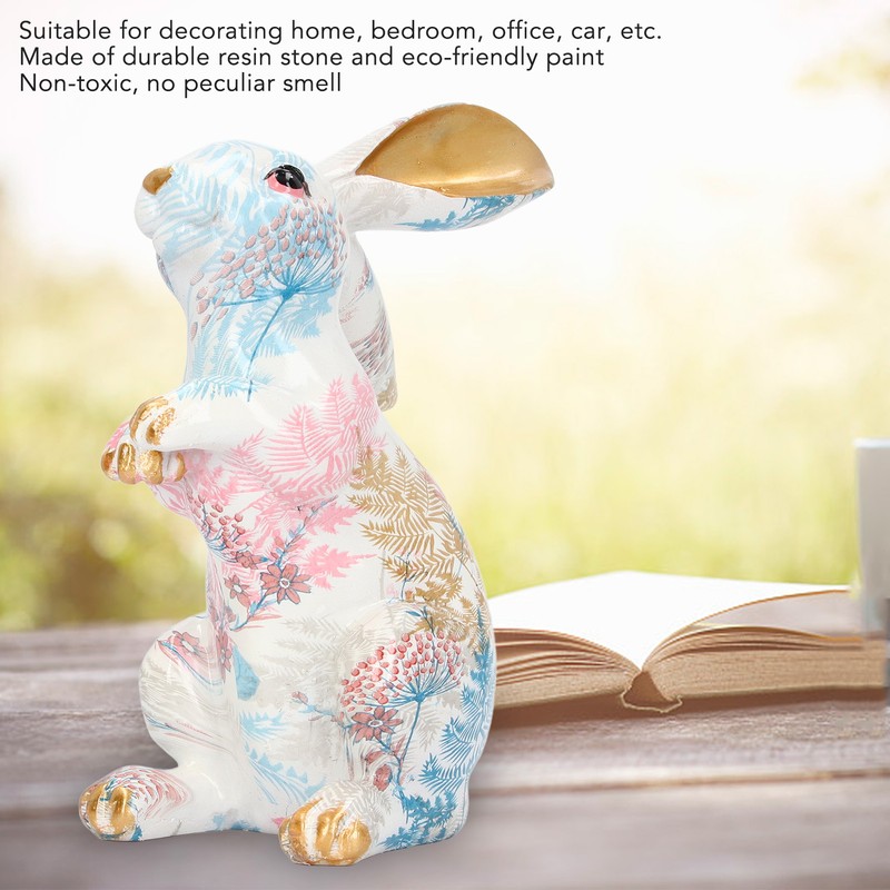 Rabbit Statue Nordic Style Handcrafted Painted Resin Rabbit Desktop Ornament