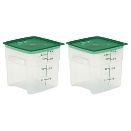 Cambro 4 QT (Quart) BPA-Free Square Food Storage Container with Lid (2 Pack) - FreshPro Series (Translucent)