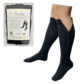 Presadee Closed Toe 8-15 mmHg Mild Compression Leg Fatigue Calf Zipper Socks (Black, 1)