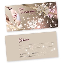 50 Weihnachtsgutscheine Gutscheinkarten XMAS BEAUTY mit weißtransparenten Umschlägen für Kosmetikstudio Gutscheine Geschenkgutscheine