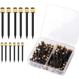 100pcs Pictures Hanging Nails,Picture Hanging Hardware Gold Nails,Black Steel Nails and Brass Head Nails,Hanging Picture Nails Gold Nail Hardware Photo Frame Nails,Picture Frame Hook with Plastic Box