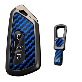 KUNIO KUNIO Autoschlsselhlle Passt fr VW Golf 8 GTE GTI ID.3 ID.4 GTX Passt fr Seat Leon MK4 Cupra Formentor Passt fr Skoda Octavia Enyaq Schutz Metall Schlsselcover Schlsselanh?nger B Blau