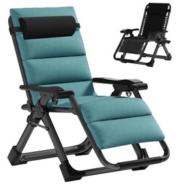 H&ZT Zero Gravity Chair,Folding Lounge Recliners with Removable Soft Pad,Headrest and Footrest,Sun Tanning Chair for Indoor and Outdoor,Support 440 LBS