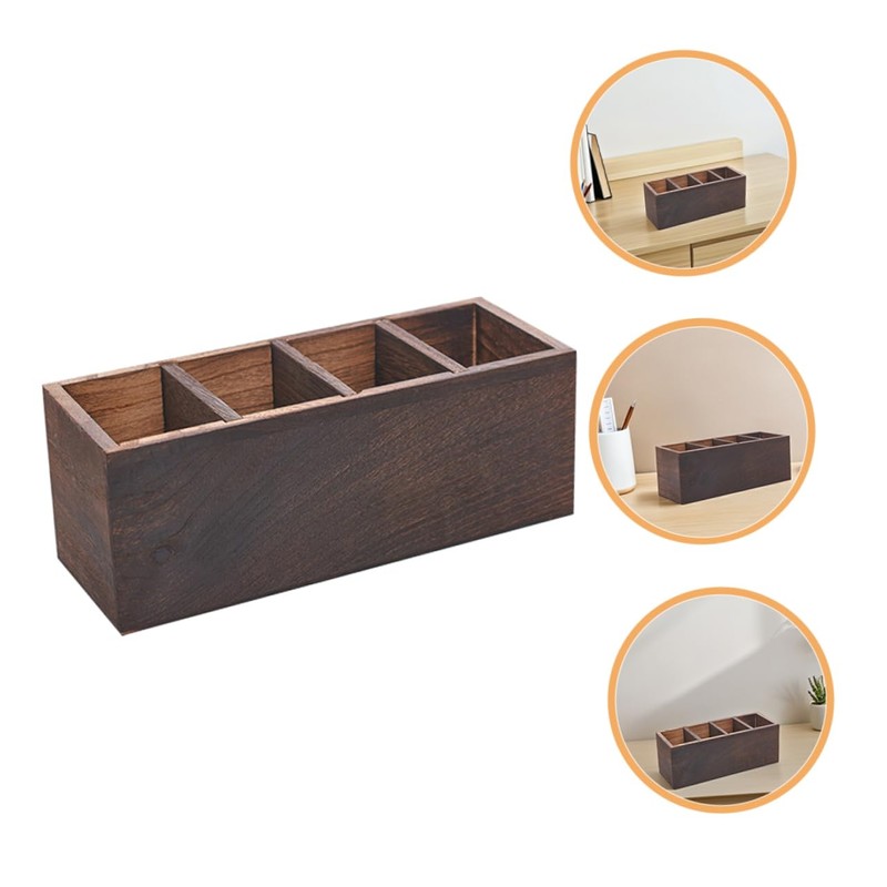 COHEALI Cosmetic Storage Box Wooden Makeup Brush Holder Organizer Desktop