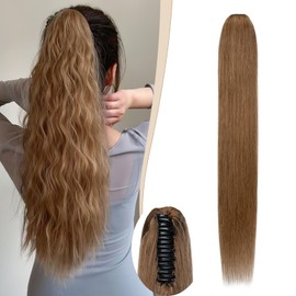 SEGOHAIR Human Hair Ponytail Extension with Claw Clip, Natural Look, Soft, 14"-22", More Colors Options for Women, Ideal for Dates, Weddings, Parties, Gifts - 14" 105g Light Brown