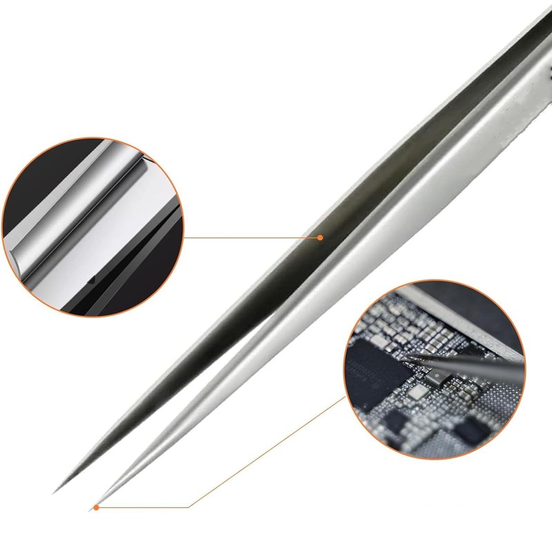 Precision Tweezers 2pcs Precision Stainless Steel Pointed Tweezers for Craft,