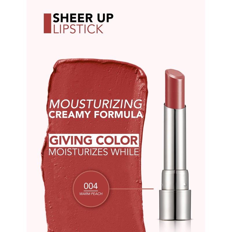 Flormar Sheer Up Lipstick 004 Warm Peach - Moisturising &